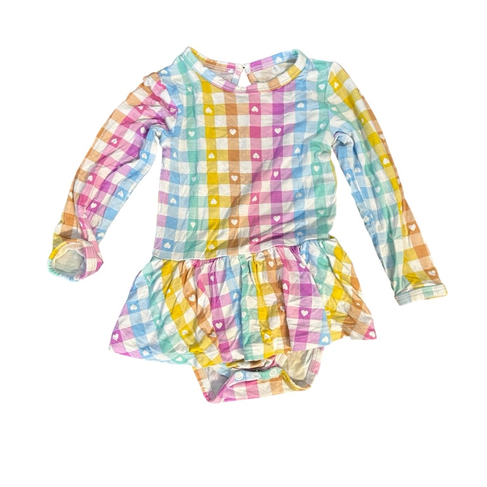 Girls' Multi-Color Plaid Long-Sleeve Dress Bodysuit